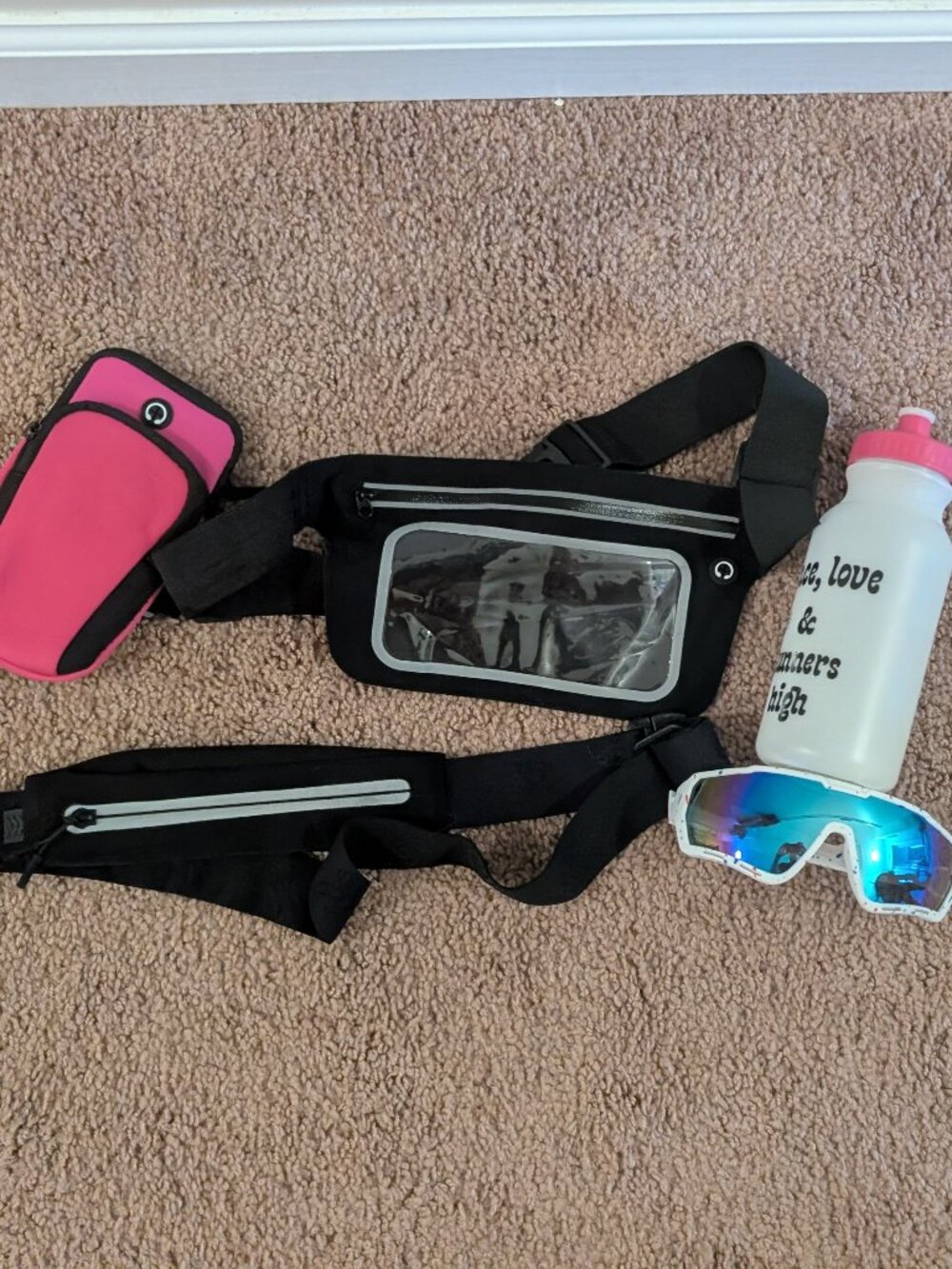 Bundle of Running Gear (Glasses, 2 waistpacks, arm band, water bottle)